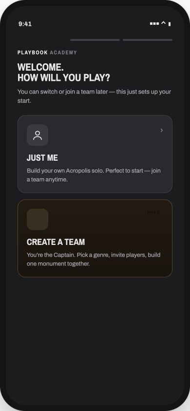 Choose to build your playbook individually or with a team