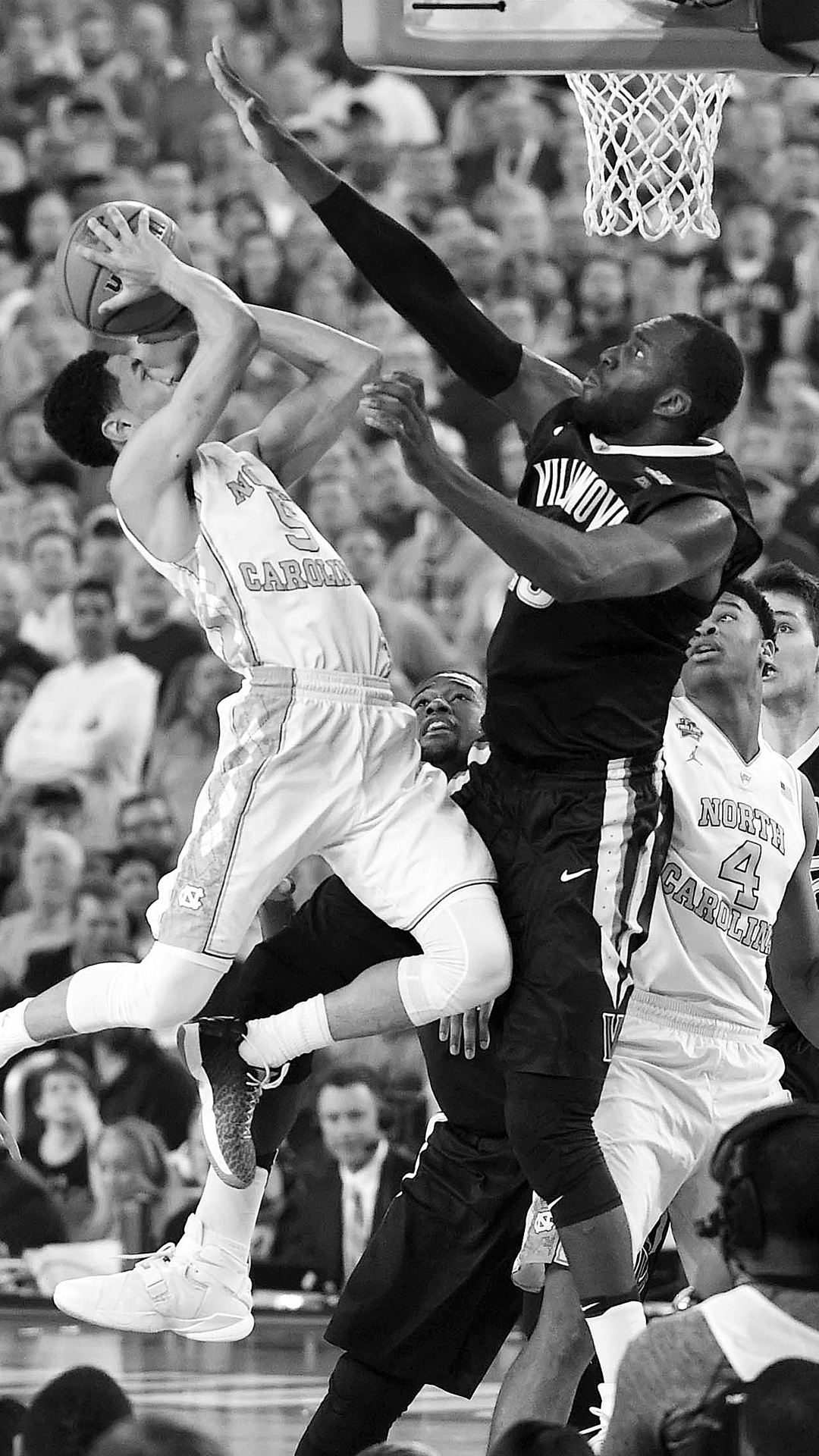 Basketball players competing at the basket, from the supplied brand collection
